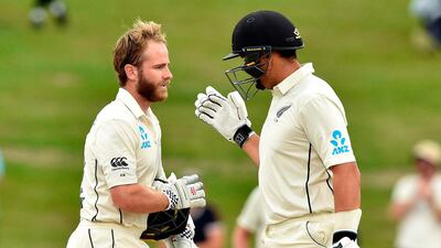 Centuries from captain Kane Williamson, left, and Ross Taylor, right, led New Zealand to a draw in the match and victory in the Test series over England. AFP