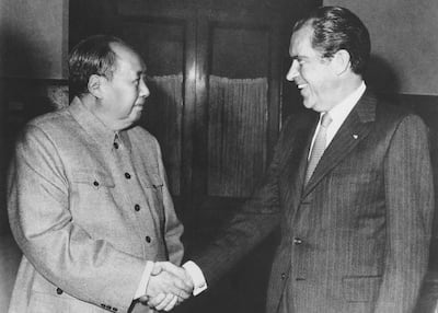 The anti-Soviet alliance with China achieved by Richard Nixon in the early 1970s, after he met Mao Zedong, may have been the crucial turning point of the Cold War. AP