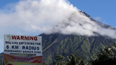 The Mayon volcano spews ash and lava in Albay province, Philippines, on June 18. EPA