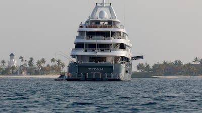 Titan superyacht owned by Russia's Alexander Abramov is seen in the waters of the Indian Ocean near Male, Maldives. Reuters