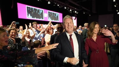 The Labour leader and his wife Victoria leave the stage after his speech at the party conference in Liverpool in September 2022. Getty Images