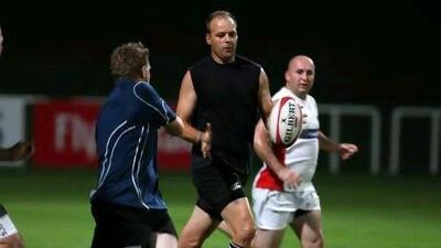 Gareth Venter, centre, is happy with the progress the Dubai Exiles are making.