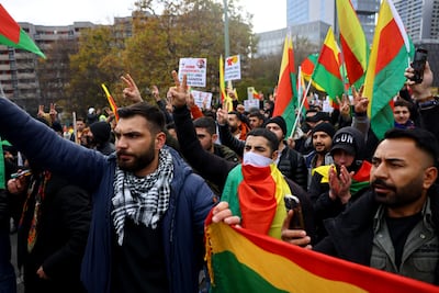 Protesters in Berlin call for a ban on the PKK to be lifted. The organisation has made repeated efforts to end its terrorist listing in the EU. AFP