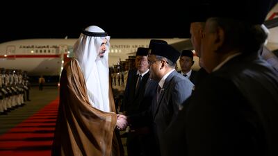 The delegation includes Suhail Al Mazrouei, Minister of Energy and Infrastructure, Dr Thani Al Zeyoudi, Minister of State for Foreign Trade, Mohammed Ali Al Shorafa, Chairman of the Department of Municipalities and Transport; and Ahmed Jasem Al Zaabi, Chairman of the Abu Dhabi Department of Economic Development