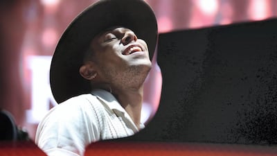 Support act Reuben James performing at the Jazz Festival held at Dubai Media City Amphitheatre in Dubai. Pawan Singh / The National