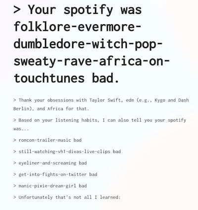 The results from How Bad is Your Spotify.