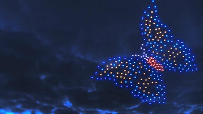 The drone formations were up to 76 metres in height and 122 metres in length. Greenpeace