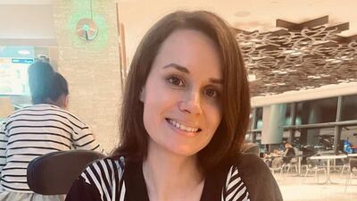 A handout photo from the campaign group Free Kylie Moore-Gilbert shows the former political prisoner at Doha airport, Qatar, prior to her transit to Australia. Twitter/ @FreeKylieMG