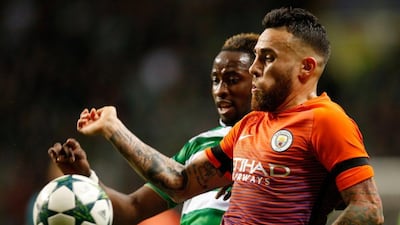 Manchester City's Nicolas Otamendi, right, and Celtic's Moussa Dembele vie for the ball during the Uefa Champions League Group C match at Celtic Park, Glasgow, Scotland, on Wednesday September 28, 2016. (Jane Barlow / PA