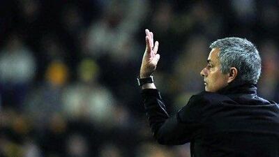 Jose Mourinho reacts during Real Madrid's La Liga match against Villarreal.