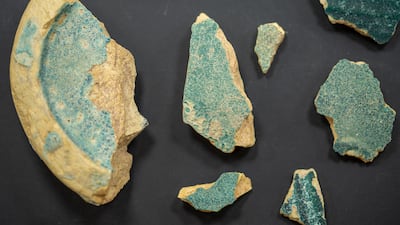 The coins were minted in Morocco, Persia, Al-Rai, the Khorasan region, Armenia and Transoxiana. Fragments of pottery were also found in the dig. Photo: Wam