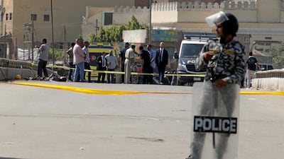 A police officer stands guard after failed attack on a church in Qalyubiyah, north of Cairo, on August 11, 2018. Reuters