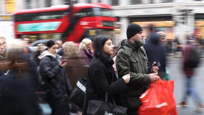 Shoppers in London. UK inflation rose by 2.6 per cent in November, up from 2.3 per cent in the previous month and compared to 1.7 per cent in September. EPA