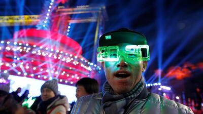 A man takes part in the event of New Year's Eve countdown celebration at Shougang Industrial Park, one of the venues for the Beijing 2022 Olympics, in Beijing, China. Reuters