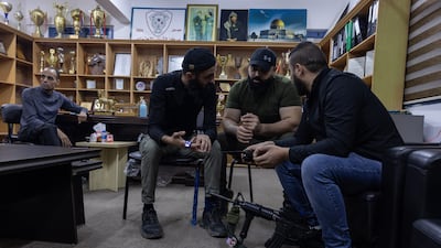 Fighters in Jenin in a community centre that is part of the refugee camp. Resistance to Israel's occupation is growing