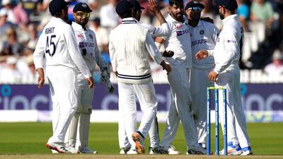 India's Mohammed Siraj celebrates taking the wicket of England's Ollie Robinson.