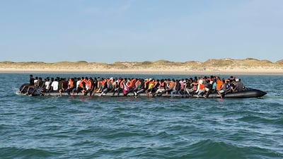 This 'mega dinghy' was spotted with 230 migrants on board. AFP