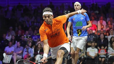 Egyptians Mohamed El Shorbagy (left) and Ali Farag compete in the PSA Dubai Squash World Series Finals in 2018. Some Egyptians congratulated El Shorbagy on playing for England, saying it was the right choice for his career, but others have called him a traitor. Photo: AFP