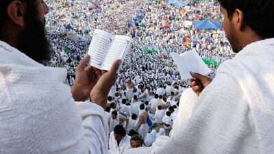 Crowds spread out on the Plain of Arafat near the holy city of Mecca. Hassan Ammar / AP Photo