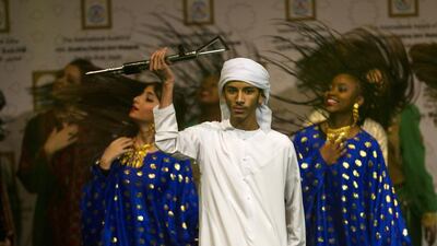 Young people from the region perform at the Skeikha Fatima bint Mubarak International Awards for Arab Youth last night in Abu Dhabi. Winners came from the UAE, Bahrain, Jordan, Palestine and Iraq. Christopher Pike / The National