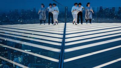 Visitors at Shibuya Sky observation deck in Tokyo. AFP