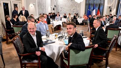 French President Emmanuel Macron and German Chancellor Olaf Scholz before a meeting in Hamburg. Getty Images