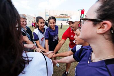 Bryan Habana ran a training session for girls and boys at the Mawakeb School in Barsha on Thursday. Courtesy: Kyle Kingsley Green / HSBC