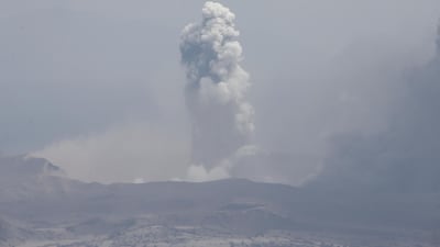 Ash and steam spews into the air, a day after the eruption of Taal Volcano, in Agoncillo town in Batangas province. EPA