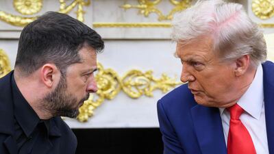 Ukrainian President Volodymyr Zelenskyy and US President Donald Trump inside the oval office at the White House. AFP