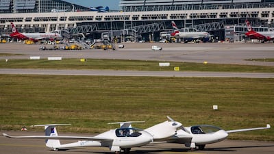 The HY4 is the world’s first aircraft powered solely by a hydrogen fuel cell system. It has the capacity to carry four passengers. Christoph Schmidt / AFP