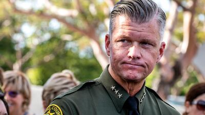 Orange County Sheriff's Department Undersheriff Jeff Hallock takes questions from the media. AP