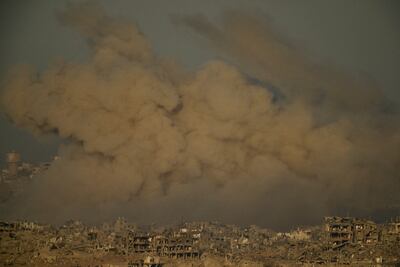 Smoke rises above northern Gaza after an Israeli air strike on Saturday. AP Photo