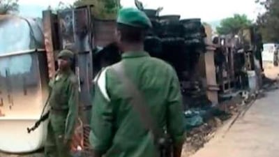The truck overturned as it was trying to pass a minibus late on Friday near Sange, about 30km north of Uvira, a town near the Burundi border.