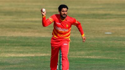 Zimbabwe's Sikandar Raza celebrates after dismissing Pakistan's Imam-ul-Haq. AFP