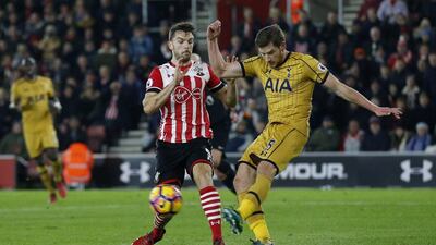 Tottenham's Jan Vertonghen in action with Southampton's Jay Rodriguez. Matthew Childs / Reuters