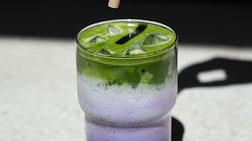 Nette has combined ube and matcha flavours in a colourful latte. Photo: Nette