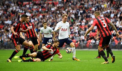 Tottenham's Christian Eriksen scores against Bournemouth. Dylan Martinez / Reuters