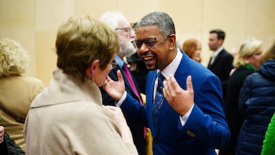 Vaughan Gething speaks to Welsh Labour supporters after his election as party leader and the next First Minister. AP