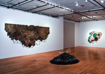 Three of Dorazio’s pieces at the ‘Symphoniae’ exhibition at NYUAD. Victor Besa / The National