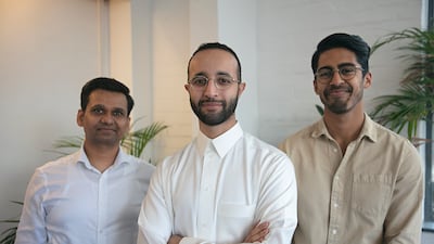 From left to right, Ashu Gupta, chief technology officer and co-Founder of Lean, Hisham Al-Falih, chief executive and co-founder of the company, and Aditya Sarkar, chief product officer and co-founder of the firm. Image: Lean