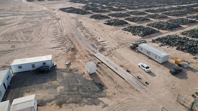 An aerial view of Sulaibiya tyre graveyard near Kuwait City.