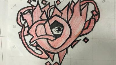 One of the Westcott pupil's drawings, which has been modelled on the work of Dubai-based eL Seed.