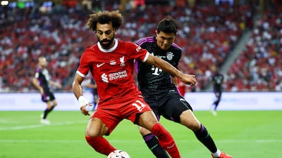 Mohamed Salah competes against Bayern Munich in a pre-season friendly as Liverpool prepare for the new season. Getty