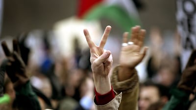 Hands call for peace in Hyde Park