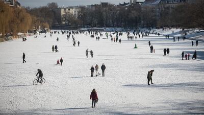 The Landwehr Canal in Kreuzberg froze over following a recent snowstorm. Getty