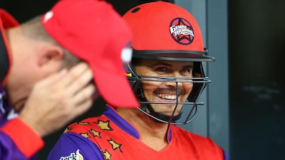 Jacques Rudolph of Gemini Arabians shares a joke with teammates during the opening match of the Oxigen Masters Champions League 2016 between Libra Legends and Gemini Arabians on January 28, 2016 in Dubai, United Arab Emirates. Francois Nel/Getty Images