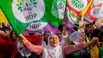 Supporters of the pro-Kurdish Peoples' Democratic Party (HDP) attend a 'Peace and Justice' rally in Istanbul. AFP