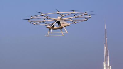 A flying taxi undergoing trials in Dubai. The city is leading the way in trying new technology. Satish Kumar / Reuters