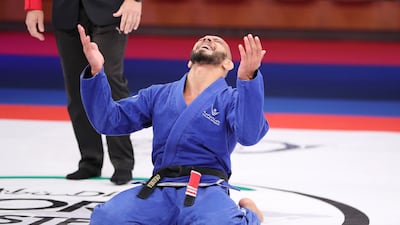 Adriano Araujo celebrates his win at the Abi Dhabi World Professional Jiu-Jitsu Championship.
