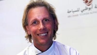 Gary Robinson, the executive chef at the Shangri-La Hotel, with his Executive Chef of the Year statuette at the Gourmet Abu Dhabi Awards Gala on Monday.